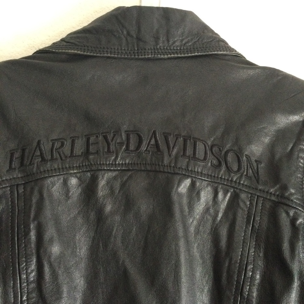 HARLEY DAVIDSON Heavy Leather Motorcycle Jacket Black Women’s Large
